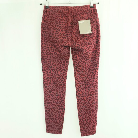 DL1961 Florence Ankle Jeans Size 27 Red Animal Print Stretch Waist Skinny Jeans - Picture 9 of 10